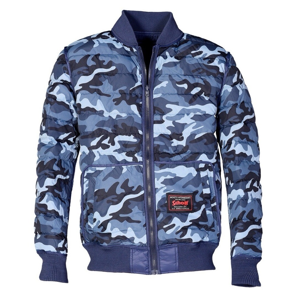 Men’s Schott NYC Reversible Nylon Down Navy Blue Bomber Jacket Medium